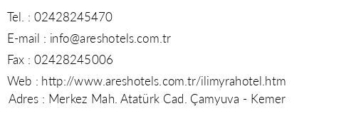 limyra Hotel telefon numaralar, faks, e-mail, posta adresi ve iletiim bilgileri